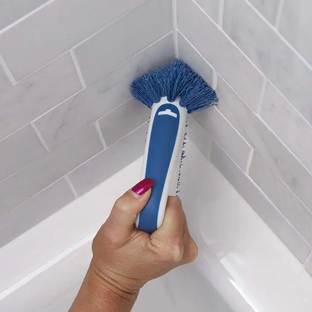 Alt view image 3 of 7 - 2-in-1 Grout and Corner Scrubber Brush Tool, Crevice Bathroom Cleaning Supplies for Showers, Door Tracks, Tile, and Bathtubs, Household 360-Degree Scrubbing Power