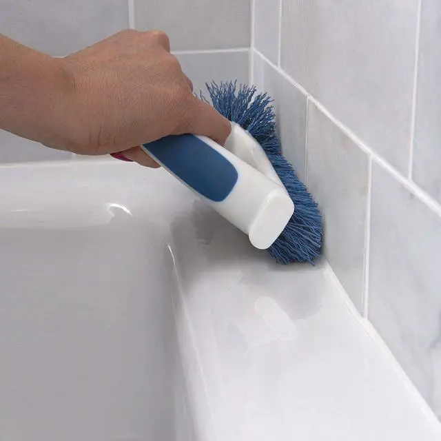 Alt view image 4 of 7 - 2-in-1 Grout and Corner Scrubber Brush Tool, Crevice Bathroom Cleaning Supplies for Showers, Door Tracks, Tile, and Bathtubs, Household 360-Degree Scrubbing Power