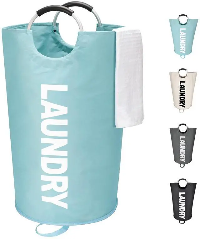 Main image of 90L Large Laundry Basket, Freestanding Tall Clothes Hamper, Collapsible Laundry Bag, Light Blue
