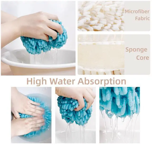 Alt view image 4 of 7 - Chenille Hand Towel Set, 3 Pcs Hanging Soft Absorbent Decoration Fuzzy Ball Hand Towel for Bathroom/Kitchen with 3 Hooks (3 Grey)