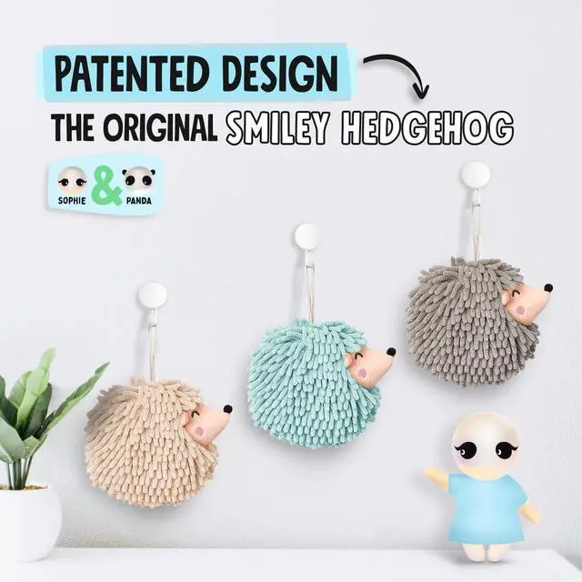 Alt view image 4 of 7 - Fuzzy Ball Hand Towels - Smiley Hedgehog Hand Towels Family Set Dry Your Hands Instantly and Conveniently with These Decorative Towels for Bathroom (2-Pack Aqua Mint)