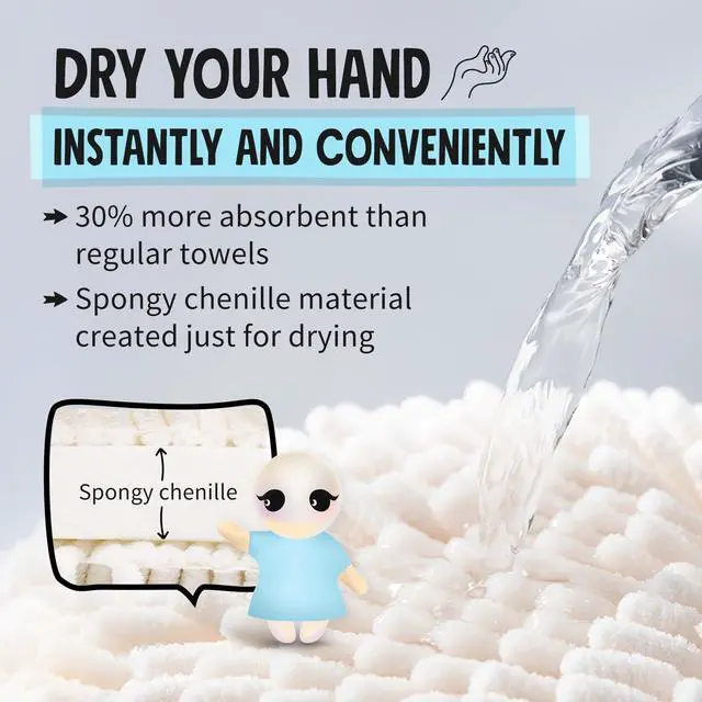 Alt view image 4 of 7 - Fuzzy Ball Towel (Set of 2) White and Gray - Dry Your Hand Instantly conveniently with This Creative Bath Towel Set Decorative Towels for Bathroom (Pack of 2)