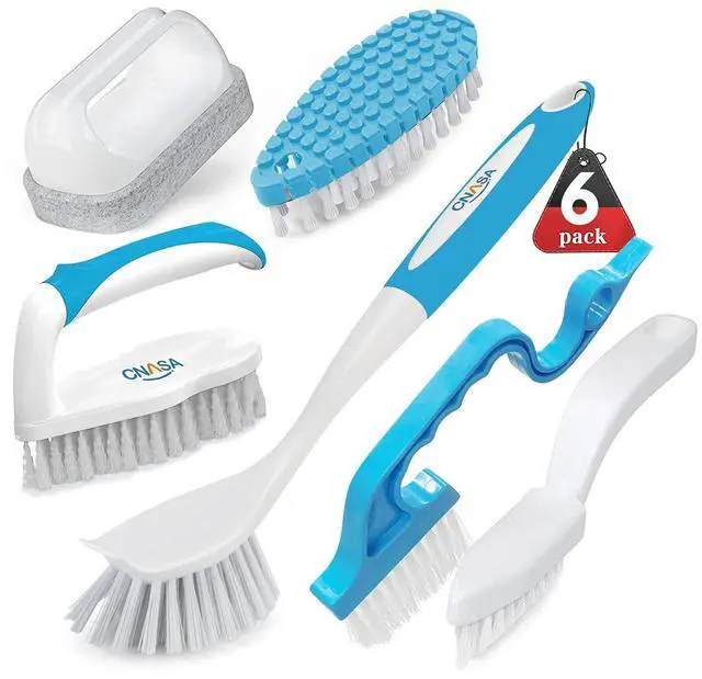 Main image of 6 Pack Household Deep Cleaning Set - Kitchen, Bathroom & Floor Cleaning Brushes, Includes Scrub, Dish, Bottle, Grout, Crevice & Shoe Brushes