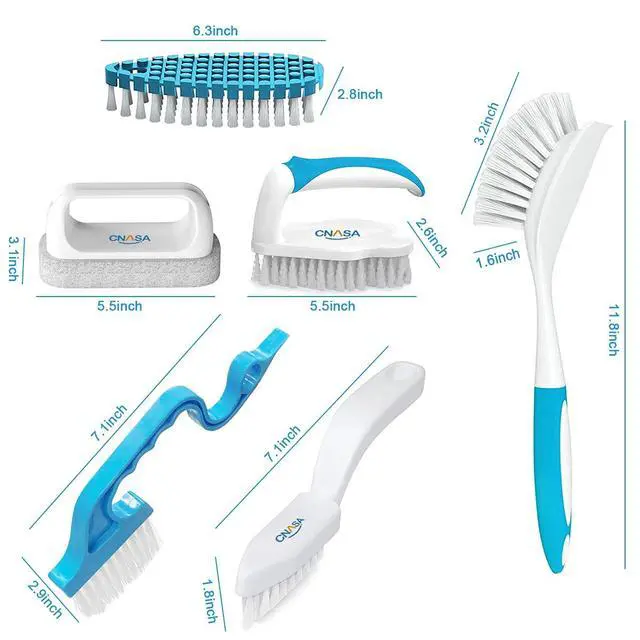 Alt view image 5 of 6 - 6 Pack Household Deep Cleaning Set - Kitchen, Bathroom & Floor Cleaning Brushes, Includes Scrub, Dish, Bottle, Grout, Crevice & Shoe Brushes