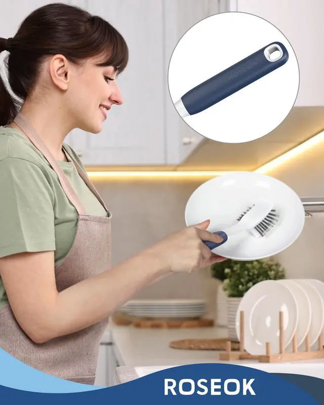 Alt view image 6 of 7 - Dish Brush, Dish Scrubber, Nylon Bristles with Built-in Scraper