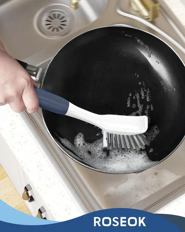 Alt view image 7 of 7 - Dish Brush, Dish Scrubber, Nylon Bristles with Built-in Scraper