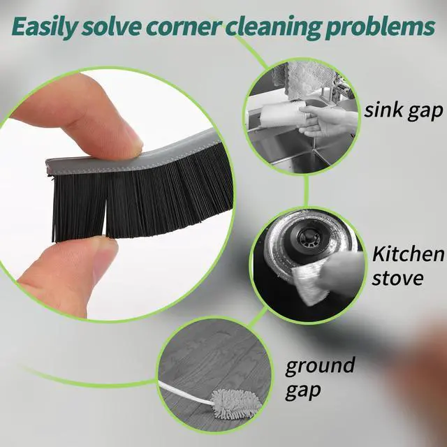 Alt view image 3 of 6 - 9 Pcs Crevice Cleaning Brush, Bathroom Gap Brush, Hand-held Groove Gap Cleaning Tools, Multifunctional Crevice Gap Small Cleaning Brush Tool, Shutter Door Window Track Kitchen Cleaning Brushes Kit