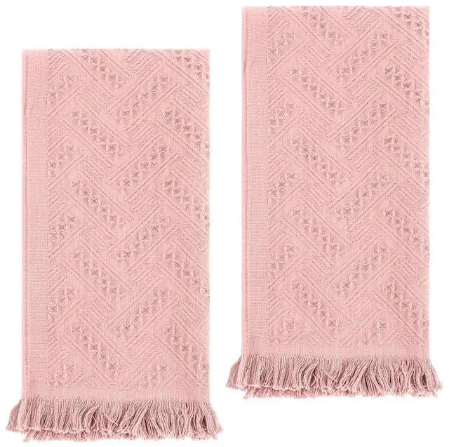 Main image of 2 Pcs Hand Towels Bathroom, 30×13 Inch Boho Decorative Hand Towels Turkish Soft Face Towel for Boho Bathroom Decor Farmhouse Kitchen Hotel Spa Guest (Pink)