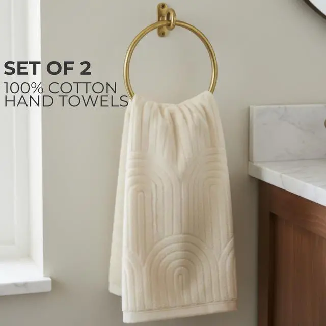 Alt view image 3 of 7 - Decorative Hand Towels for Your Bathroom Or Kitchen Luxurious Set of 2 Soft Boho Cotton Towels are Absorbent, Lightweight & Dry Quickly - Perfect to Elevate Any Bath Decoration at Home