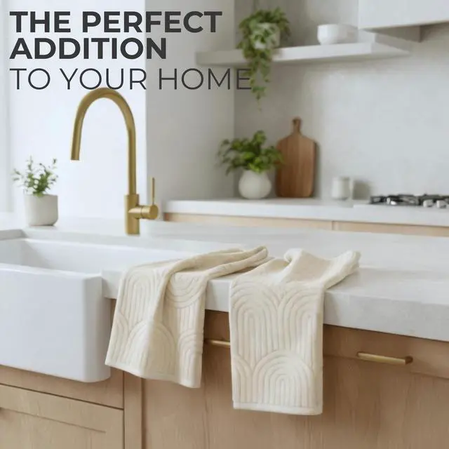 Alt view image 4 of 7 - Decorative Hand Towels for Your Bathroom Or Kitchen Luxurious Set of 2 Soft Boho Cotton Towels are Absorbent, Lightweight & Dry Quickly - Perfect to Elevate Any Bath Decoration at Home