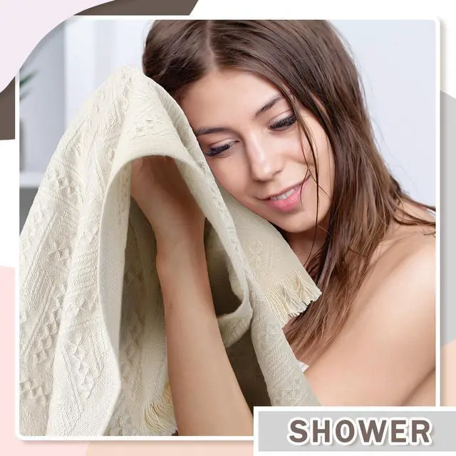 Alt view image 4 of 7 - 4 Pack Boho Hand Towel for Bathroom Kitchen 14x30 Inch 100% Turkish Cotton Summer Boho Decorative Towel Waffle Farmhouse Bathroom Decor Absorbent Soft Guest Gift(Beige, Gray, Curry, Pink)
