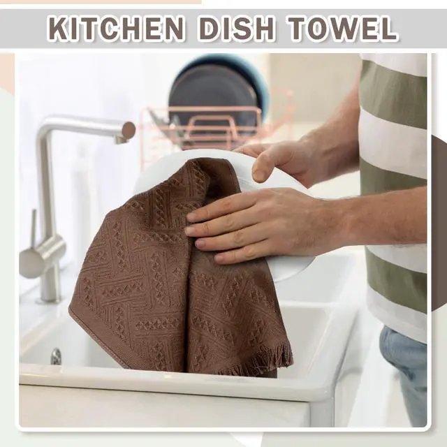 Alt view image 6 of 7 - 4 Pack Boho Hand Towel for Bathroom Kitchen 14x30 Inch 100% Turkish Cotton Summer Boho Decorative Towel Waffle Farmhouse Bathroom Decor Absorbent Soft Guest Gift(Beige, Gray, Curry, Pink)