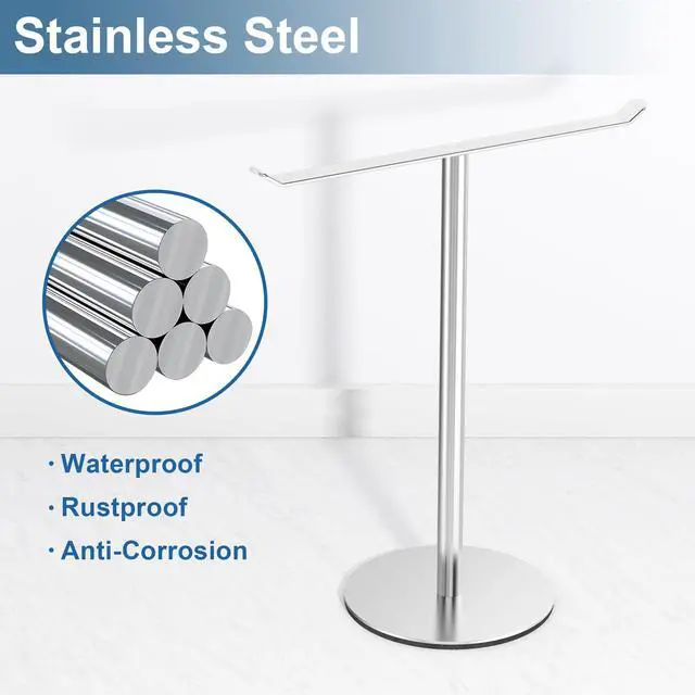 Alt view image 3 of 7 - Towel Rack T-Shape Hand Towel Holder for Bathroom,Headband Holder Organizer and Bathroom Towel Racks,Kitchen Towel Rack Silver Hand Towel Holder
