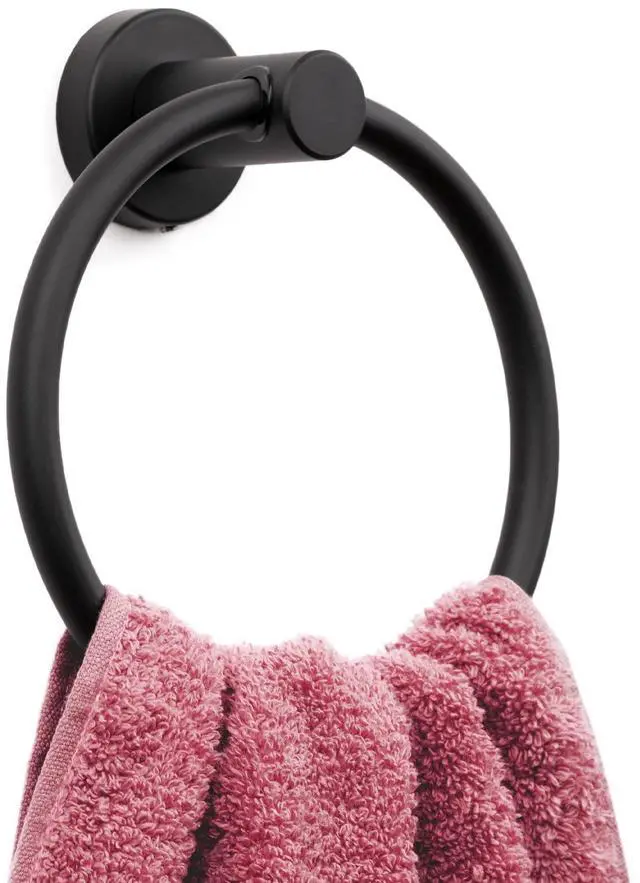 Main image of Matte Black Towel Ring - SUS304 Stainless Steel Wall Mounted Hand Towel Holder for Bathroom - Kitchen & Bathroom Towel Rack - Black Towel Hanger - Bathroom Towel Holder - Hand Towel Rack