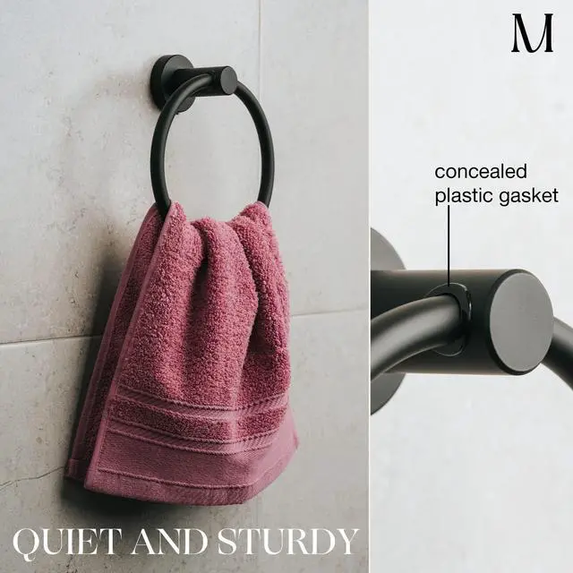Alt view image 5 of 7 - Matte Black Towel Ring - SUS304 Stainless Steel Wall Mounted Hand Towel Holder for Bathroom - Kitchen & Bathroom Towel Rack - Black Towel Hanger - Bathroom Towel Holder - Hand Towel Rack