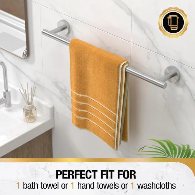 Alt view image 5 of 7 - Brushed Nickel 18 Inch Towel Bar for Bathroom, SUS304 Stainless Steel Bathroom Towel Rack Wall Mounted, Modern Home Decor Bath Towel Holder with Hardware Accessories (Total Length 19.8 Inch)