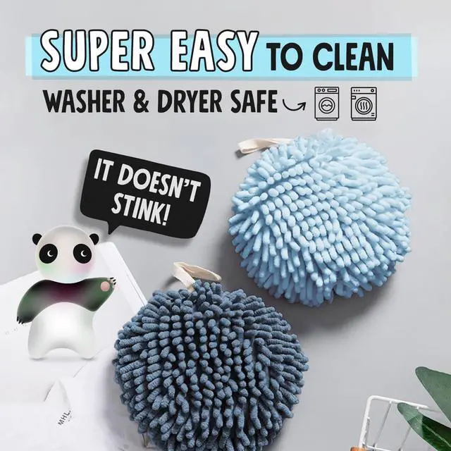 Alt view image 6 of 7 - Fuzzy Ball Towel (Set of 2) White and Gray - Dry Your Hand Instantly conveniently with This Creative Bath Towel Set Decorative Towels for Bathroom (Pack of 2)
