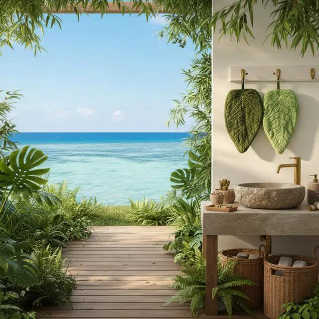 Alt view image 5 of 7 - Hand Bath Towel Set Leaf-Shaped - Kitchen Towels Hanging Washcloths Face Towels for Kitchen or Bathroom, Perfect for Drying Hands and Adding a Natural Touch to Your Home Décoration