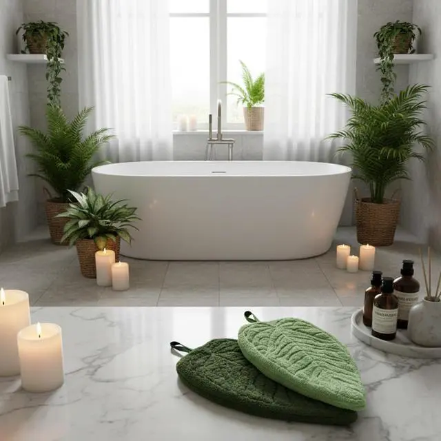 Alt view image 6 of 7 - Hand Bath Towel Set Leaf-Shaped - Kitchen Towels Hanging Washcloths Face Towels for Kitchen or Bathroom, Perfect for Drying Hands and Adding a Natural Touch to Your Home Décoration