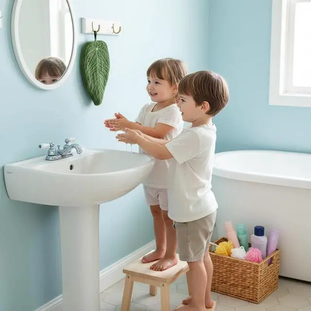 Alt view image 4 of 7 - Hand Bath Towel Set Leaf-Shaped - Kitchen Towels Hanging Washcloths Face Towels for Kitchen or Bathroom, Perfect for Drying Hands and Adding a Natural Touch to Your Home Décoration