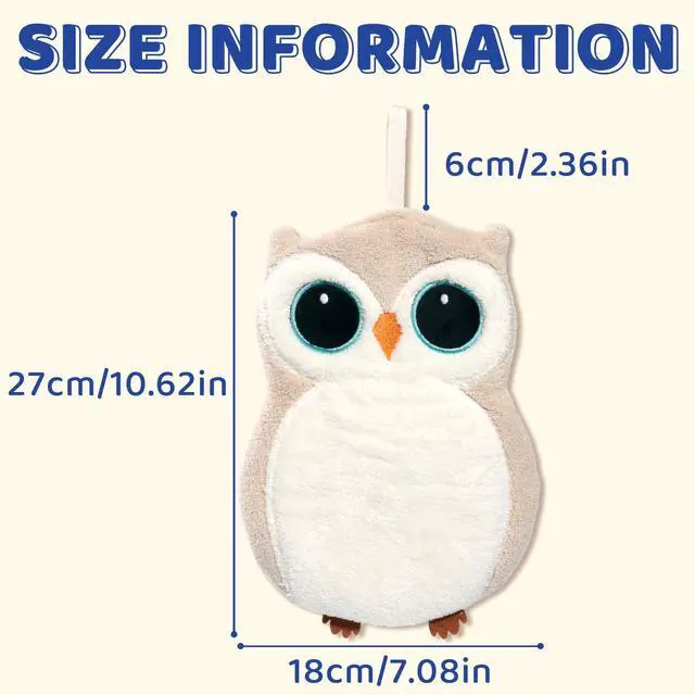 Alt view image 2 of 7 - Owl Coral Fleece Wall Mounted Hand Towels 2 Pack, Off White Cute Decorative Hand Towels with Hanging Loop, Quick Dry High Absorbent Soft Towels for Bathroom Kitchen Farmhouse Decor