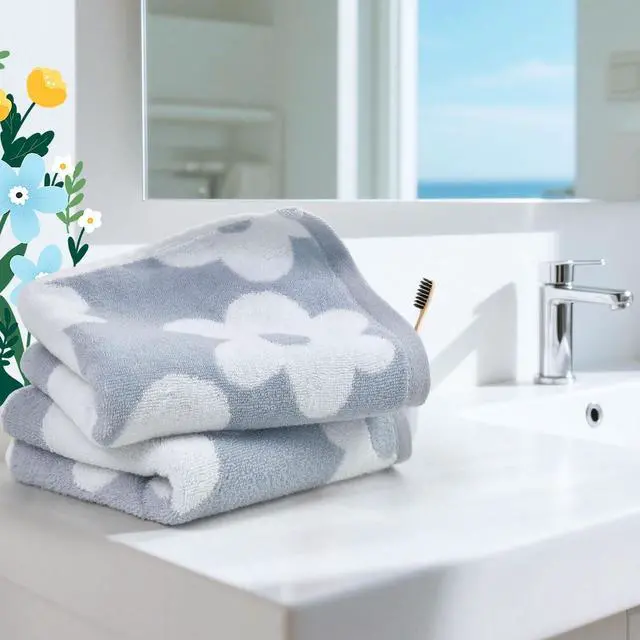 Alt view image 6 of 7 - Floral Hand Towels for Bathroom, Dusty Blue
