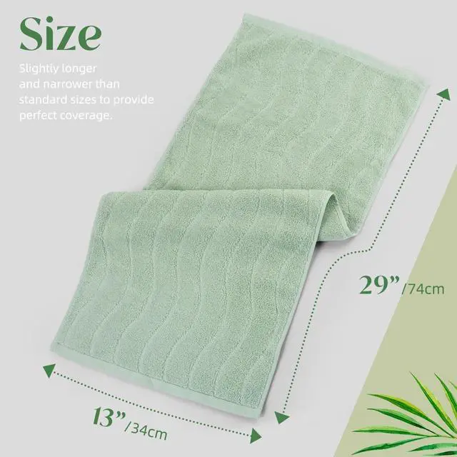 Alt view image 7 of 7 - Hand Towels 2 Pack - Sage Green Wavy Striped Hand Towels for Bathroom, 100% Natural Cotton Soft Absorbent Decorative, 13x29 Inches