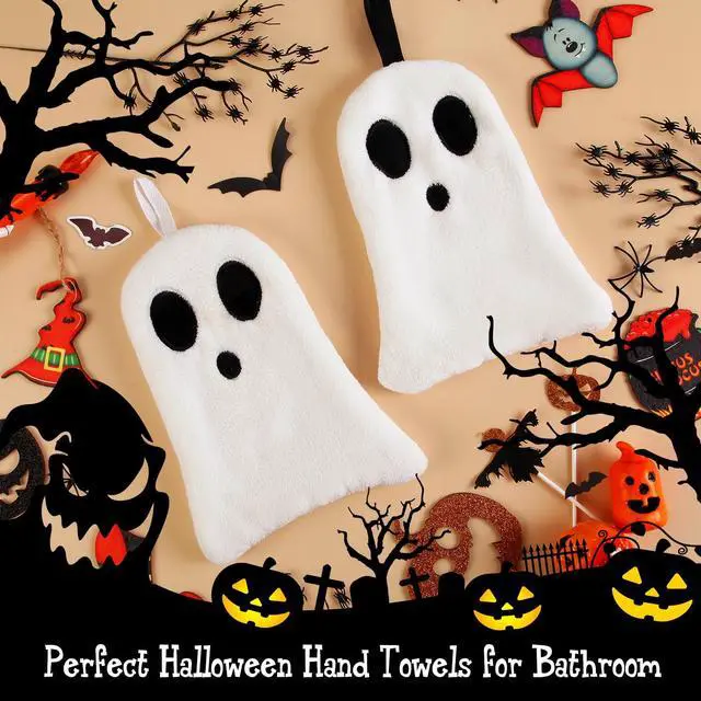 Alt view image 5 of 7 - 2 Pack Hand Towels Halloween Ghost Embroidered Premium Luxury Decor Bathroom Decorative Dish Towels Set for Drying, Cleaning, Cooking, Holiday Towels Gift Set