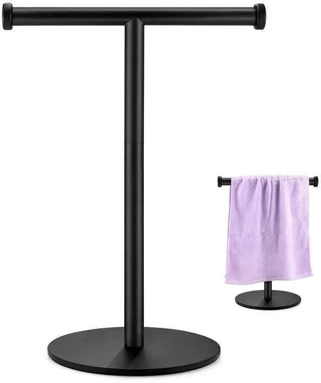 Main image of Hand Towel Holder, Matte Black Bathroom Towel Racks, Countertop Towel Stand, T-Shape Towel Holder for Bathroom Kitchen, Size 11" L x 6.7" W x 16.1" H