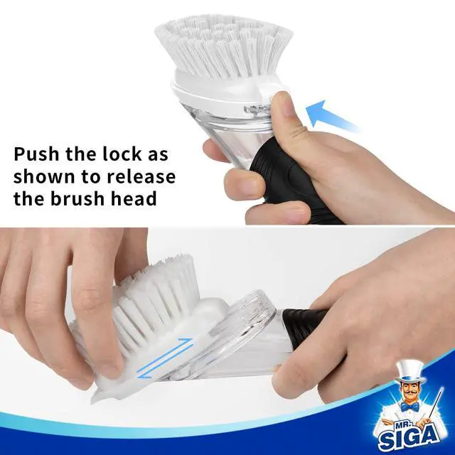 Alt view image 4 of 6 - Soap Dispensing Dish Brush Storage Set, Kitchen Brush with Holder for Pot Pan Sink Cleaning