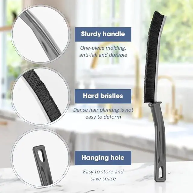 Alt view image 5 of 6 - Crevice Cleaning Brush, Hard Bristle Small Cleaning Brushes, Grout Cleaner Brush, Toilet Brush, Scrub Brush for Shower Tile, Skinny Gap Cleaning Tools for Household Use, Bathroom, Kitchen (3)