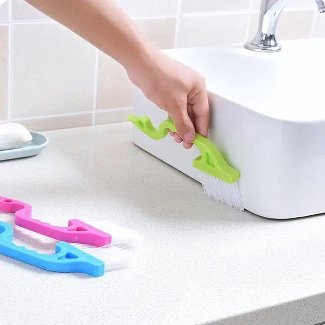 Alt view image 6 of 7 - Hand-held Groove Gap Cleaning Tools Door Window Track Kitchen Cleaning Brushes (Random Color-Blue, Green, Pink) (1 Pc)