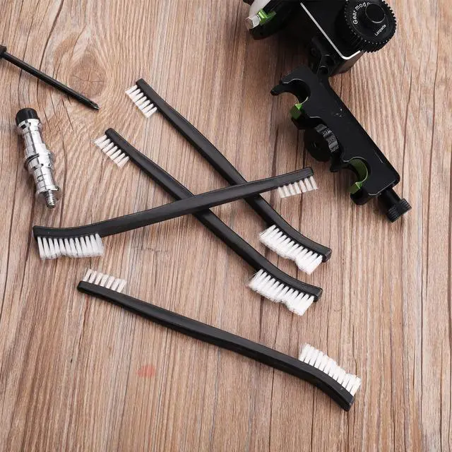 Alt view image 7 of 7 - Double-Ended Nylon Cleaning Brushes, Set of 9, Black & White, Plastic Handles, Ideal for All Kinds of Small Objects
