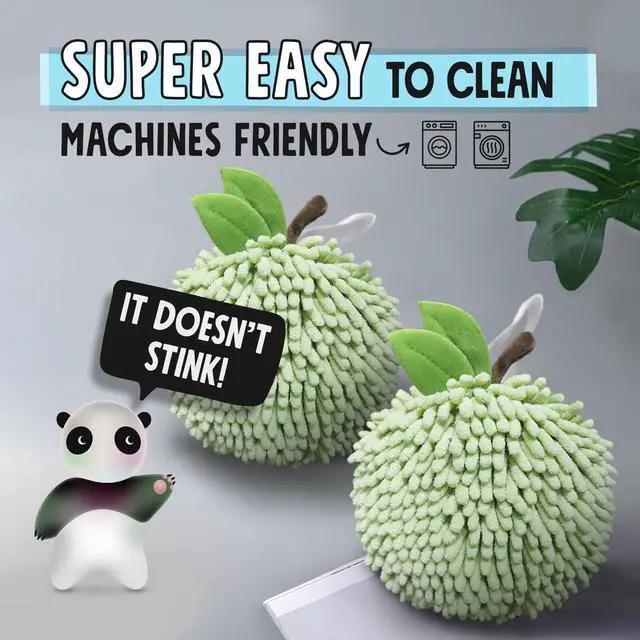 Alt view image 6 of 7 - Fuzzy Ball Hand Towels (Set of 2) - Dry Your Hands Instantly and conveniently with This Creative Hand Towel Fruit Themed Decorative Towels for Bathroom (Pack of 2, Yellow Pineapple)