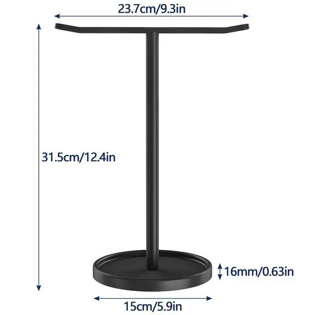 Alt view image 6 of 7 - Hand Towel Holder, Stainless Steel Towel Holder Stand for Bathroom, Kitchen Countertop, T-Shaped Hand Towel Rack Stand, Black