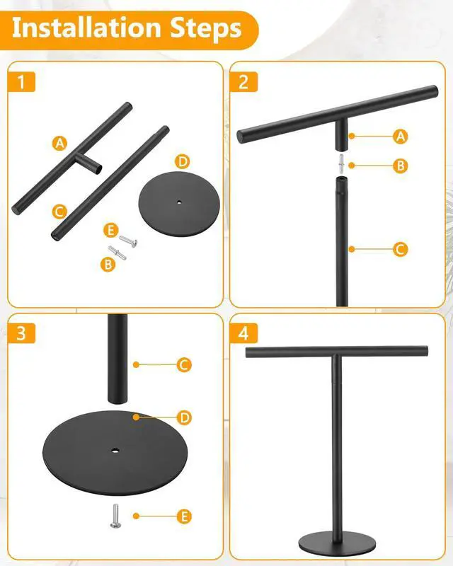 Alt view image 6 of 7 - Hand Towel Holder, Bathroom Towel Racks, Countertop Towel Stand, T-Shape Towel Holder for Kitchen, Matte Black Standing Towel Bar