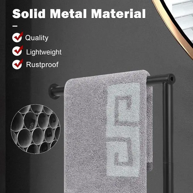 Alt view image 3 of 6 - Hand Towel Holder Stand, Thicken Metal L Shape Hand Towel Rack, Small Towel Ring, Stable Standing Towel Bar for Bathroom Kitchen Vanity Countertop, 8 L 14 H (Matte Black, 1 Pack)