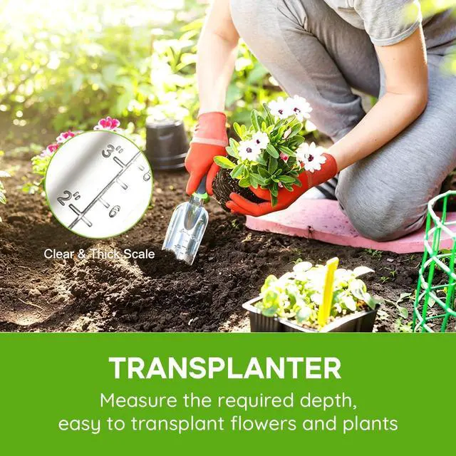 Alt view image 4 of 7 - Garden Tool Set, 3 Pack Aluminum Heavy Duty Gardening Kit Includes Hand Trowel, Transplant Trowel and Cultivator Hand Rake with Soft Rubberized Non-Slip Ergonomic Handle, Garden Gifts