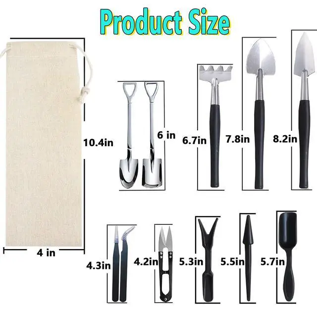 Alt view image 6 of 7 - 12Pcs Succulent Tools Set Mini Transplanting Garden Tools Kit for Indoor Gardening Flower Pot Cactus Care