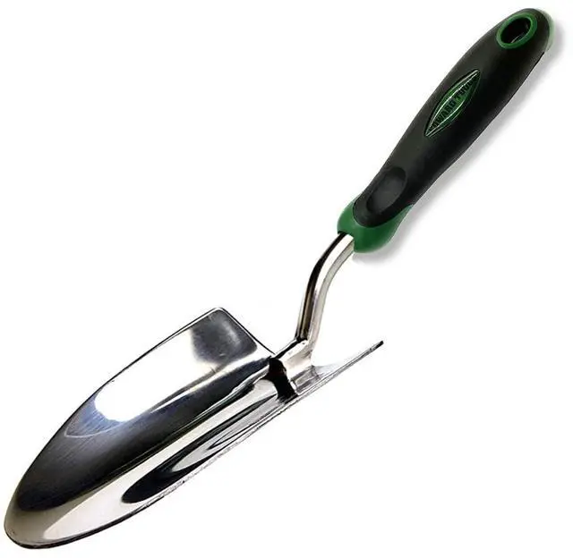 Main image of Bend-Proof Garden Trowel - Heavy Duty Polished Stainless Steel - Rust Resistant Oversized Garden Hand Shovel for Quicker Work - Digs Through Rocky/Heavy soils - Comfort Grip (1)