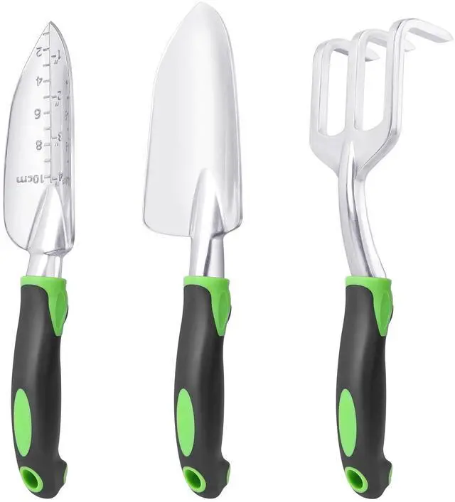 Main image of Garden Tools Set, 3 Pack Heavy Duty Gardening Tools Set Include Garden Shovel, Transplant Trowel and Hand Rake with Ergonomic Non-Slip Handle, Aluminum Alloy Lawn and Garden Hand Tools for Planting