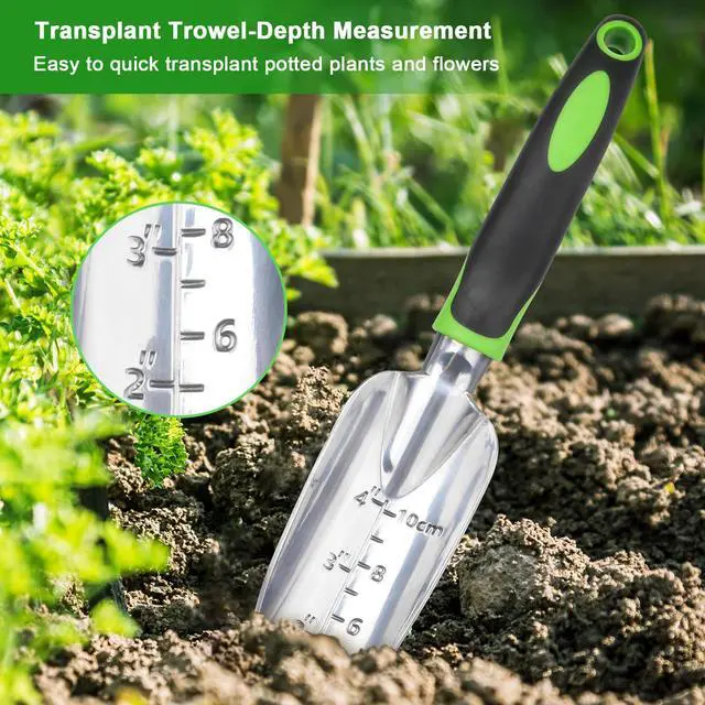 Alt view image 5 of 7 - Garden Tools Set, 3 Pack Heavy Duty Gardening Tools Set Include Garden Shovel, Transplant Trowel and Hand Rake with Ergonomic Non-Slip Handle, Aluminum Alloy Lawn and Garden Hand Tools for Planting