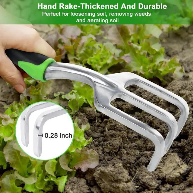 Alt view image 6 of 7 - Garden Tools Set, 3 Pack Heavy Duty Gardening Tools Set Include Garden Shovel, Transplant Trowel and Hand Rake with Ergonomic Non-Slip Handle, Aluminum Alloy Lawn and Garden Hand Tools for Planting