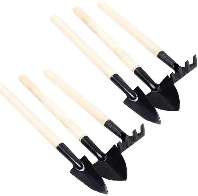 Main image of 6 Pcs Garden Tools Mini Gardening Kit Plant Potted Flower Gadget Wooden Handles for Transplanting Seedlings, Cultivating and Weeding Flowers and Vegetable Seedlings
