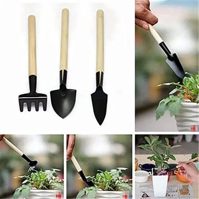 Alt view image 4 of 6 - 6 Pcs Garden Tools Mini Gardening Kit Plant Potted Flower Gadget Wooden Handles for Transplanting Seedlings, Cultivating and Weeding Flowers and Vegetable Seedlings