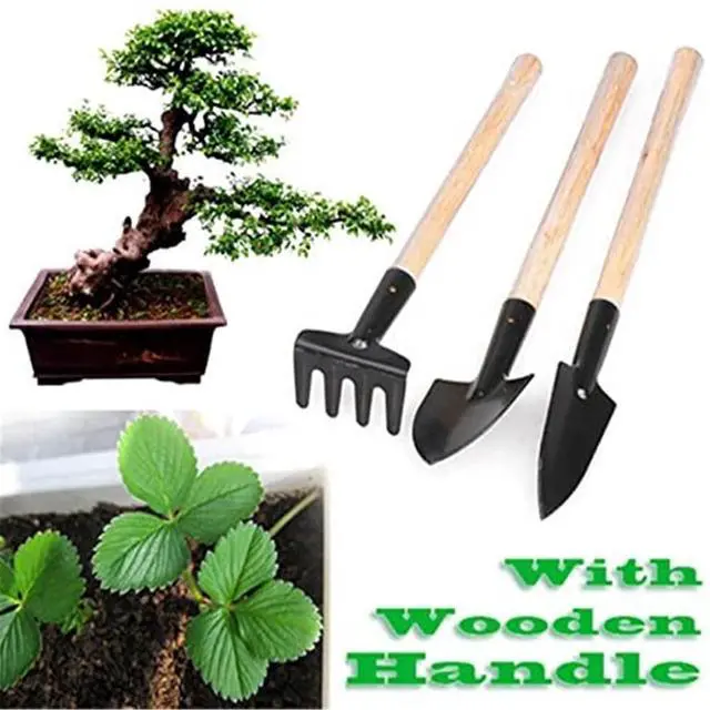 Alt view image 5 of 6 - 6 Pcs Garden Tools Mini Gardening Kit Plant Potted Flower Gadget Wooden Handles for Transplanting Seedlings, Cultivating and Weeding Flowers and Vegetable Seedlings