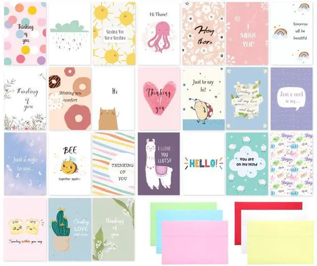 Main image of 24 Pack Thinking of You Cards Assortment with Self-adhesive Envelopes, 4"x6" Boxed Prefilled Greeting Note Cards to Friends, Relatives or Loved One
