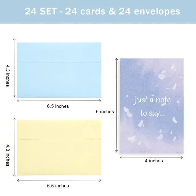 Alt view image 2 of 7 - 24 Pack Thinking of You Cards Assortment with Self-adhesive Envelopes, 4"x6" Boxed Prefilled Greeting Note Cards to Friends, Relatives or Loved One