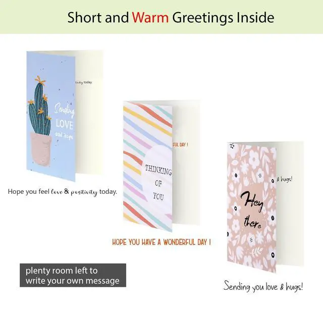 Alt view image 4 of 7 - 24 Pack Thinking of You Cards Assortment with Self-adhesive Envelopes, 4"x6" Boxed Prefilled Greeting Note Cards to Friends, Relatives or Loved One