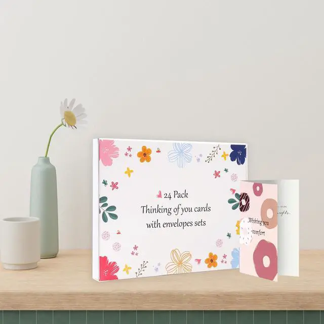 Alt view image 6 of 7 - 24 Pack Thinking of You Cards Assortment with Self-adhesive Envelopes, 4"x6" Boxed Prefilled Greeting Note Cards to Friends, Relatives or Loved One